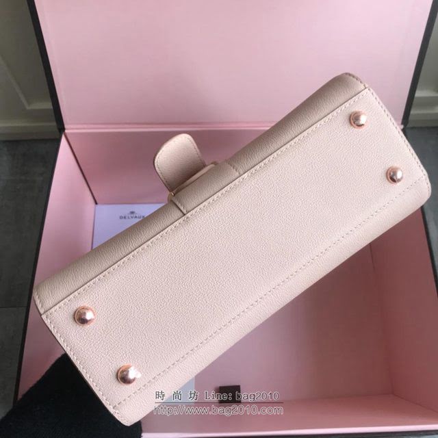 DELVAUX女包 2019春夏最新色 專櫃原廠皮 德爾沃女手提包 DS0028裸粉玫瑰金 中號 Delvaux單肩斜挎包  fcs1161